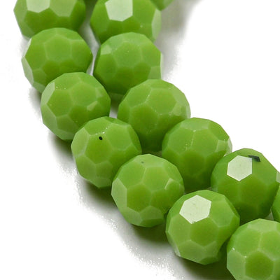 The Bead Store 4mm Round Faceted Glass Beads Opaque Lime Green