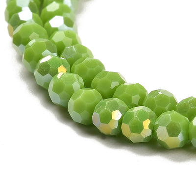 The Bead Store 4mm Round Faceted Glass Beads  Opaque Lime Green AB