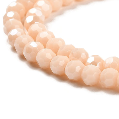 The Bead Store 4mm Round Faceted Glass Beads  Opaque Pastel Peach AB