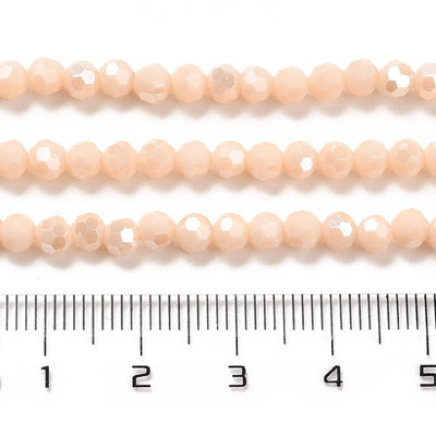 The Bead Store 4mm Round Faceted Glass Beads  Opaque Pastel Peach AB