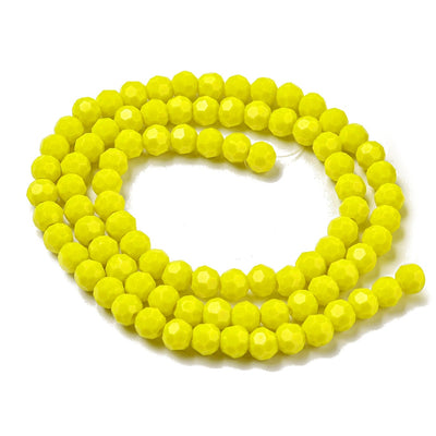 The Bead Store 4mm Round Faceted Glass Beads Opaque Yellow