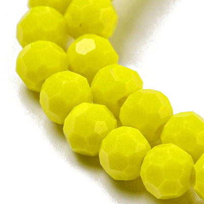 The Bead Store 4mm Round Faceted Glass Beads Opaque Yellow