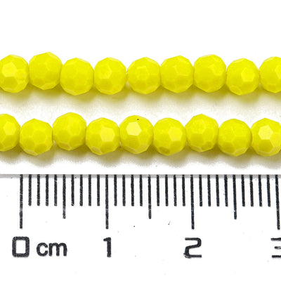 The Bead Store 4mm Round Faceted Glass Beads Opaque Yellow