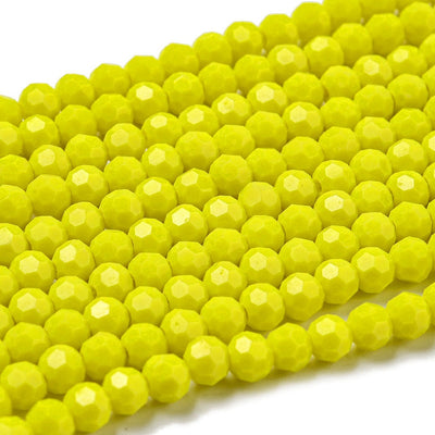The Bead Store 4mm Round Faceted Glass Beads Opaque Yellow