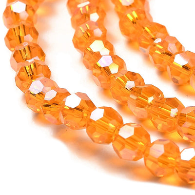 The Bead Store 4mm Round Faceted Glass Beads Orange AB