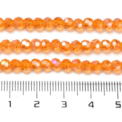The Bead Store 4mm Round Faceted Glass Beads Orange AB