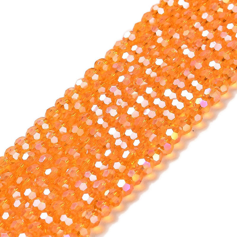 The Bead Store 4mm Round Faceted Glass Beads Orange AB