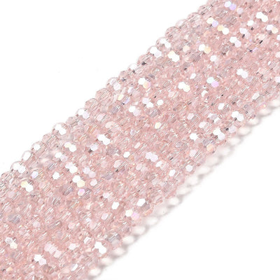 The Bead Store 4mm Round Faceted Glass Beads Pink AB