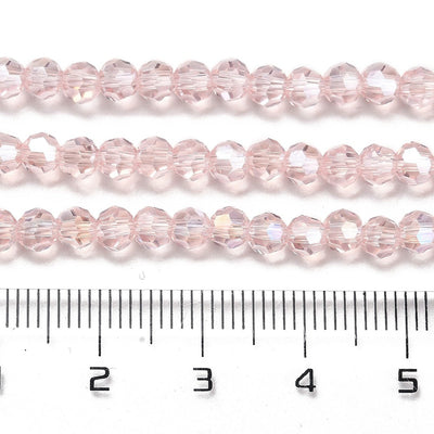 The Bead Store 4mm Round Faceted Glass Beads Pink AB