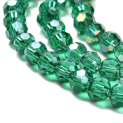 The Bead Store 4mm Round Faceted Glass Beads Sea Green AB