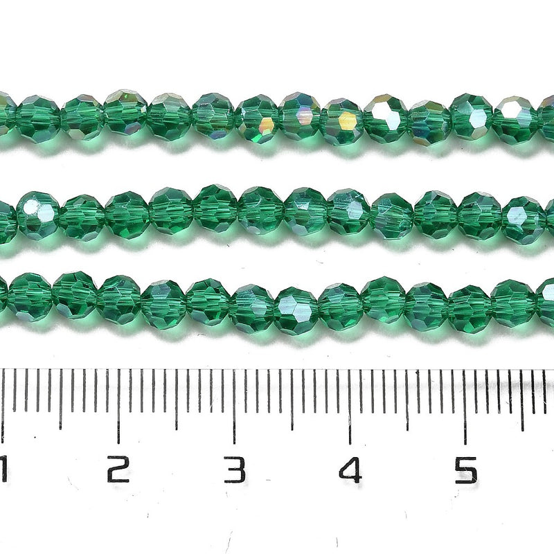 The Bead Store 4mm Round Faceted Glass Beads Sea Green AB