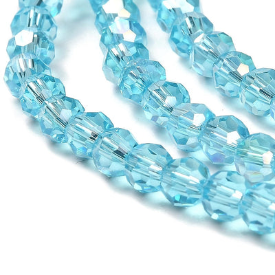 The Bead Store 4mm Round Faceted Glass Beads Sky Blue AB