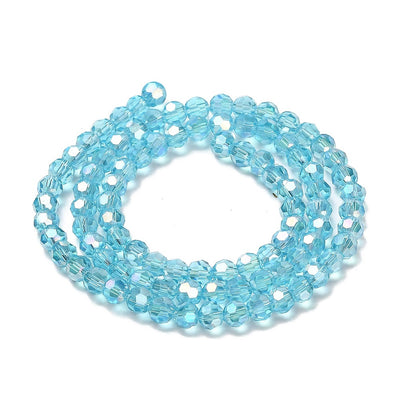 The Bead Store 4mm Round Faceted Glass Beads Sky Blue AB