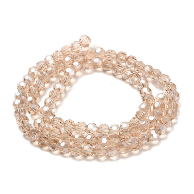 The Bead Store 4mm Round Faceted Glass Beads Wheat AB