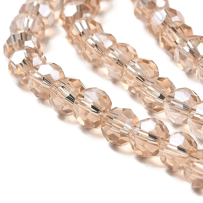 The Bead Store 4mm Round Faceted Glass Beads Wheat AB