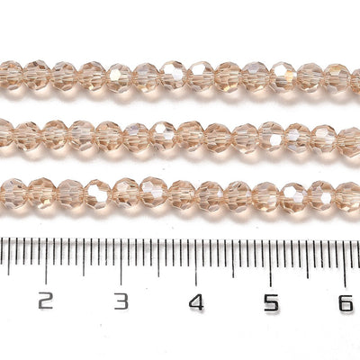 The Bead Store 4mm Round Faceted Glass Beads Wheat AB