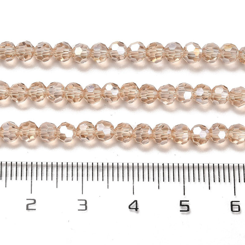 The Bead Store 4mm Round Faceted Glass Beads Wheat AB