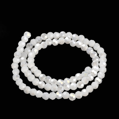 The Bead Store 4mm Round Faceted Glass Beads White Jade AB