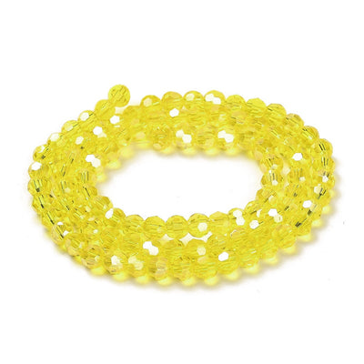 The Bead Store 4mm Round Faceted Glass Beads Yellow AB