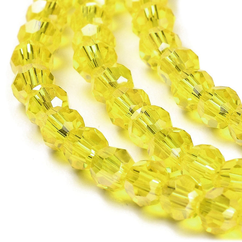 The Bead Store 4mm Round Faceted Glass Beads Yellow AB