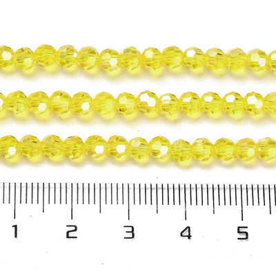 The Bead Store 4mm Round Faceted Glass Beads Yellow AB