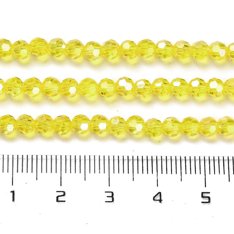 The Bead Store 4mm Round Faceted Glass Beads Yellow AB