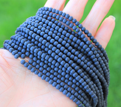 The Bead Store 4mm Round Frosted Glass Beads Black approx. 80 beads