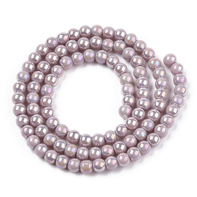 The Bead Store 4mm Round Glass Beads Glazed Dusty Purple approx. 99 beads / string
