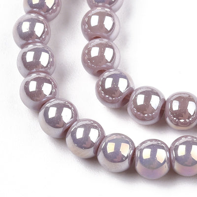 The Bead Store 4mm Round Glass Beads Glazed Dusty Purple approx. 99 beads / string