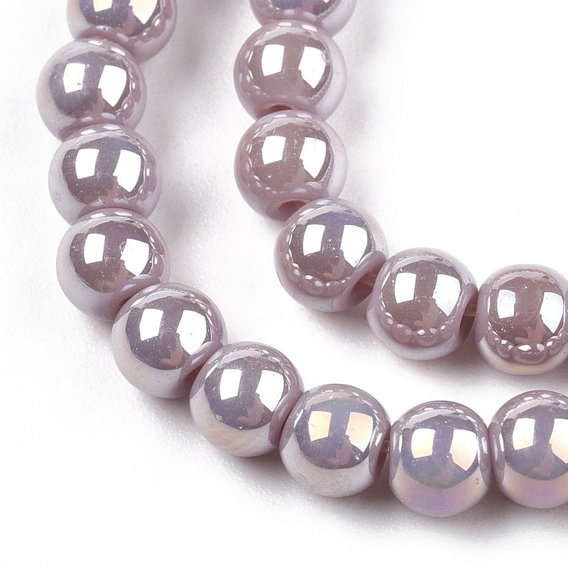 The Bead Store 4mm Round Glass Beads Glazed Dusty Purple approx. 99 beads / string