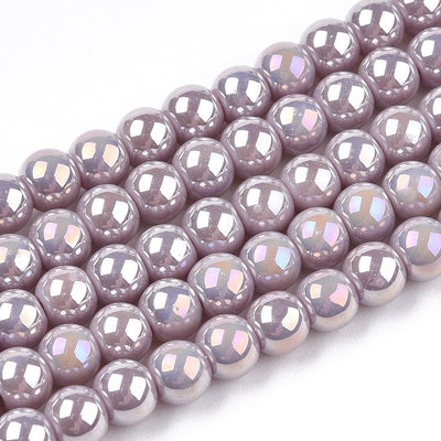The Bead Store 4mm Round Glass Beads Glazed Dusty Purple approx. 99 beads / string