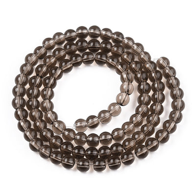 The Bead Store 4mm Round Glass Beads Transparent Black Diamond ~ approx. 99 beads / string