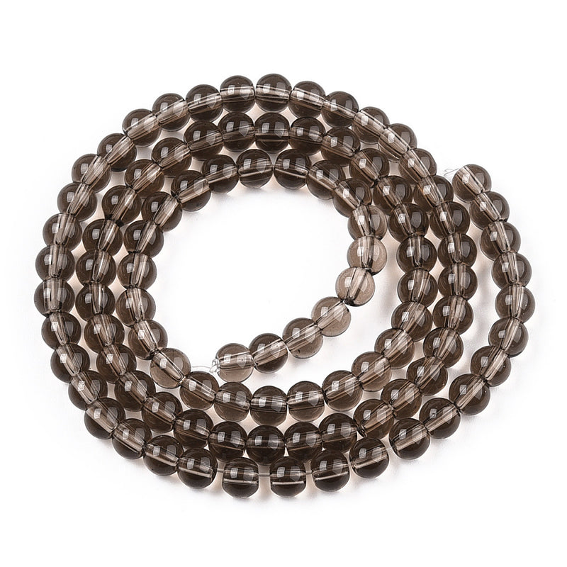 The Bead Store 4mm Round Glass Beads Transparent Black Diamond ~ approx. 99 beads / string