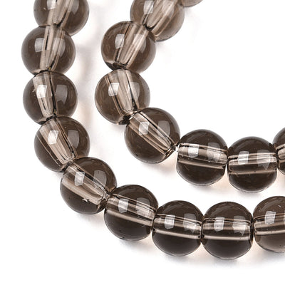 The Bead Store 4mm Round Glass Beads Transparent Black Diamond ~ approx. 99 beads / string