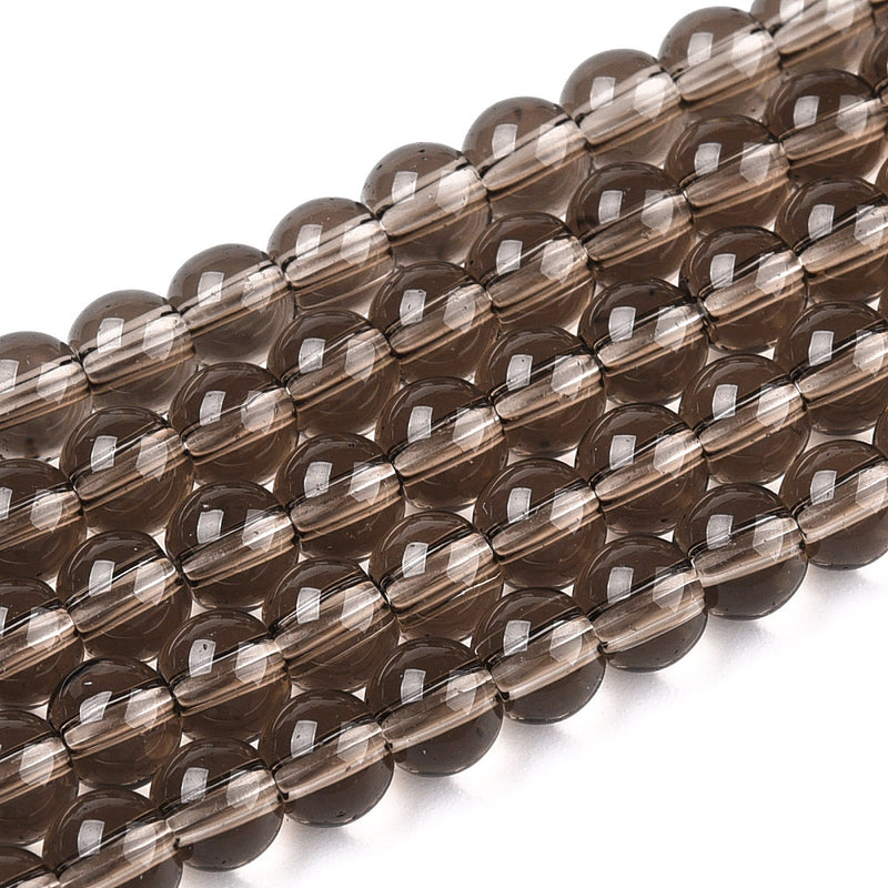 The Bead Store 4mm Round Glass Beads Transparent Black Diamond ~ approx. 99 beads / string