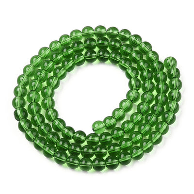 The Bead Store 4mm Round Glass Beads Transparent Green ~ approx. 99 beads / string