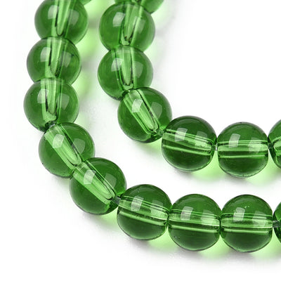 The Bead Store 4mm Round Glass Beads Transparent Green ~ approx. 99 beads / string