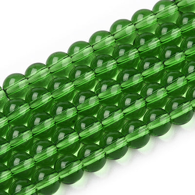 The Bead Store 4mm Round Glass Beads Transparent Green ~ approx. 99 beads / string