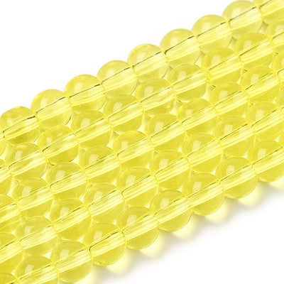 The Bead Store 4mm Round Glass Beads Transparent Lemon ~ approx. 99 beads / string