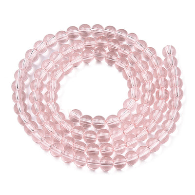 The Bead Store 4mm Round Glass Beads Transparent Pink ~ approx. 99 beads / string