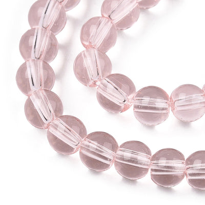 The Bead Store 4mm Round Glass Beads Transparent Pink ~ approx. 99 beads / string