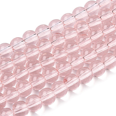 The Bead Store 4mm Round Glass Beads Transparent Pink ~ approx. 99 beads / string