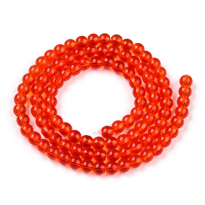 The Bead Store 4mm Round Glass Beads Transparent Red ~ approx. 99 beads / string