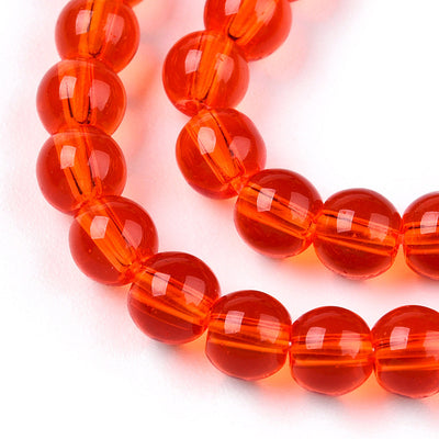 The Bead Store 4mm Round Glass Beads Transparent Red ~ approx. 99 beads / string