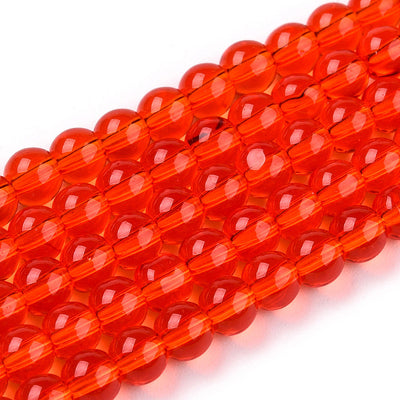 The Bead Store 4mm Round Glass Beads Transparent Red ~ approx. 99 beads / string