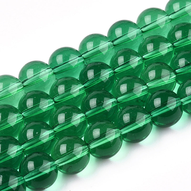 The Bead Store 4mm Round Glass Beads Transparent Sea Green ~ approx. 99 beads / string