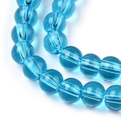 The Bead Store 4mm Round Glass Beads Transparent Sky Blue ~ approx. 99 beads / string
