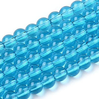 The Bead Store 4mm Round Glass Beads Transparent Sky Blue ~ approx. 99 beads / string