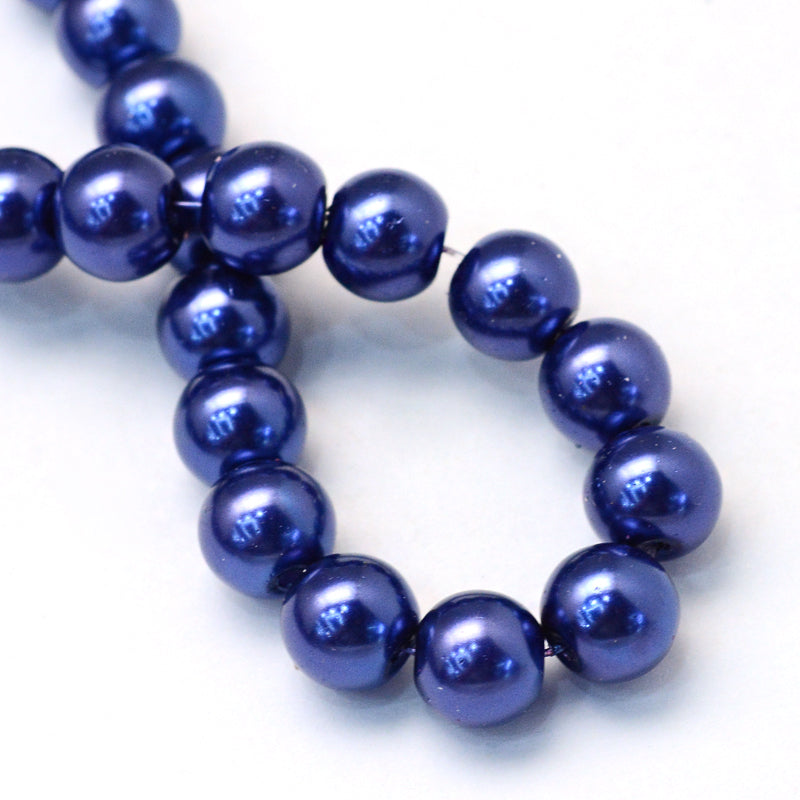 The Bead Store 4mm Round Glass Pearls ~ Dark Blue ~ approx. 200 beads / strand