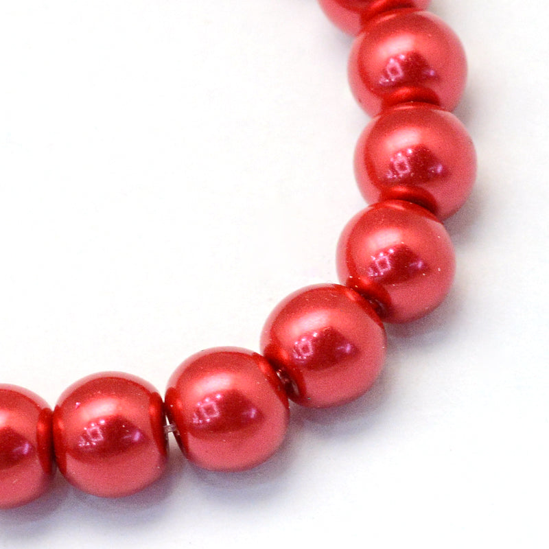 The Bead Store 4mm Round Glass Pearls ~ Red ~ approx. 200 beads / string
